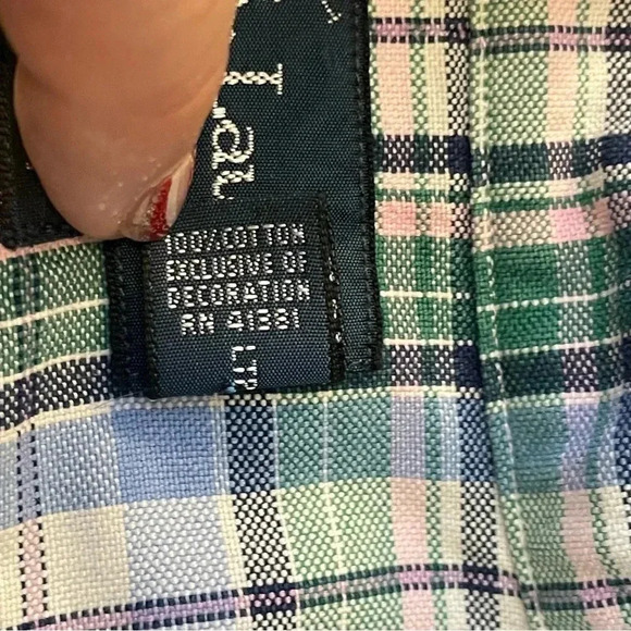 Ralph Lauren Custom Fit Pink Green Blue Plaid Button Down Dress Shirt Large - Picture 6 of 9